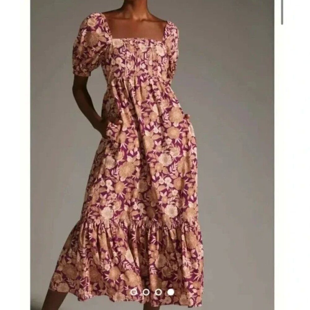 Favorite Daughter Vintage Multi Floral Puff Sleeve Maxi Dress Size 4 NWT